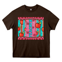 Chocolate Brown teacher with  flower glitter and serape leopard Heavy Core Tee - Artiststas