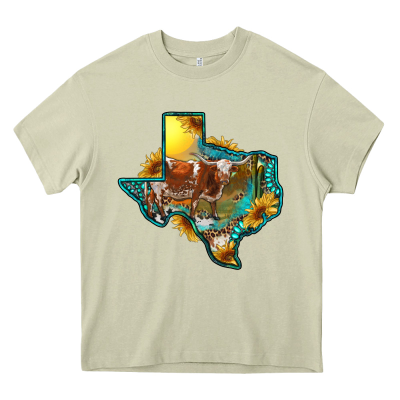 Western Texas Map With Longhorn Bull Heavy Core Tee by RanaPortraitStore | Teevron