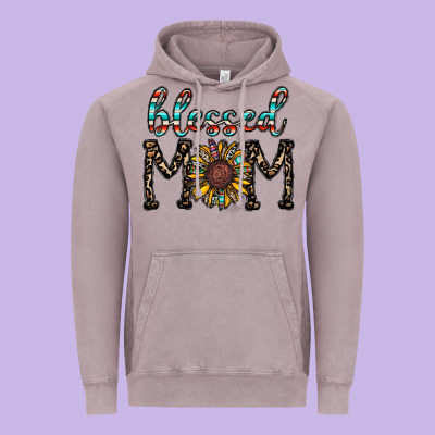 Blessed Mom Vintage Hoodie Designed By Cowhidedigitalart
