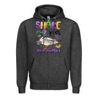 Charcoal Heather shake your tail feather mardi gras Zipper Hoodie - MaliasSmallBusiness