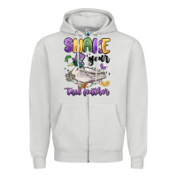 Dove Grey shake your tail feather mardi gras Zipper Hoodie - MaliasSmallBusiness