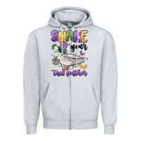 Heather Grey shake your tail feather mardi gras Zipper Hoodie - MaliasSmallBusiness