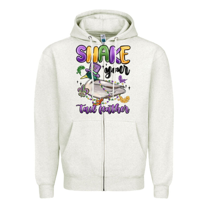 Shake Your Tail Feather Mardi Gras Zipper Hoodie by MaliasSmallBusiness | Teevron