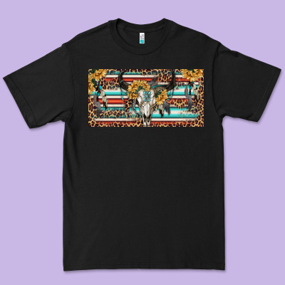 Premium Tee Boho bull skull and serape