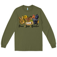 Army Green Peace Love Rooster Long Sleeve Tee - LillyAllenDesigns