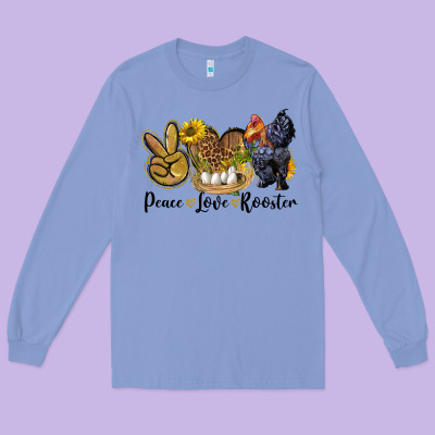 Peace Love Rooster Long Sleeve Tee Designed By Lillyallendesigns