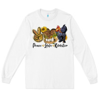 White Peace Love Rooster Long Sleeve Tee - LillyAllenDesigns