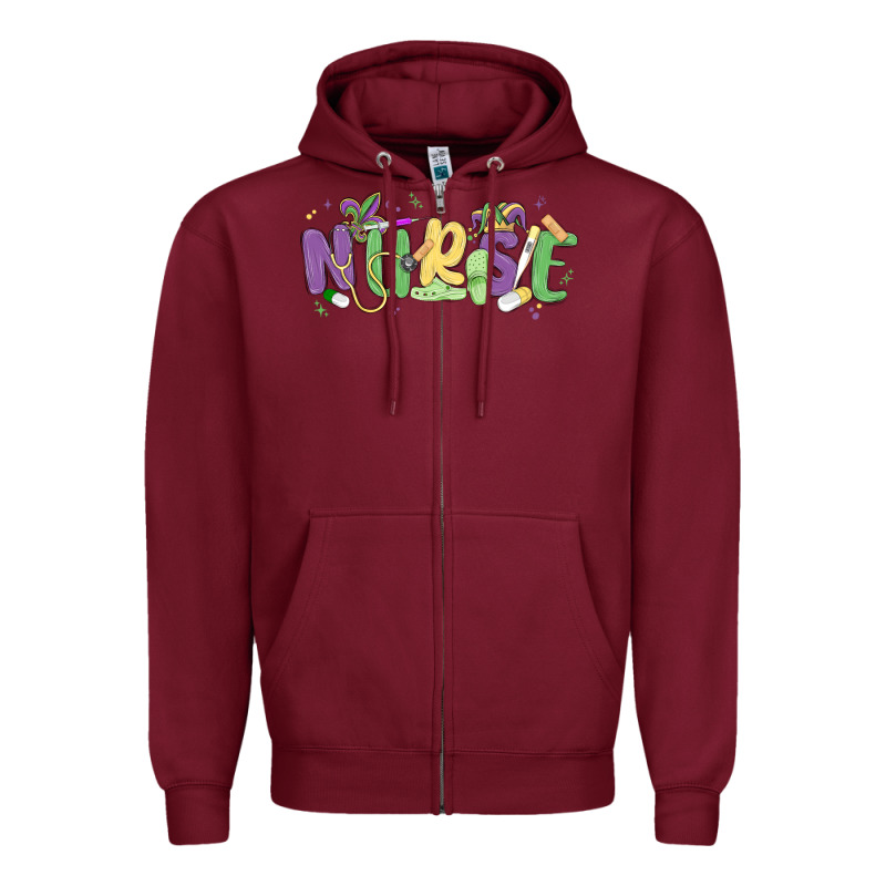 Nurse Mardi Gras Zipper Hoodie by MaliasSmallBusiness | Teevron
