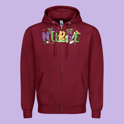 Nurse Mardi Gras Zipper Hoodie Designed By Maliassmallbusiness