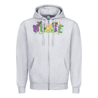 Heather Grey nurse mardi gras Zipper Hoodie - MaliasSmallBusiness