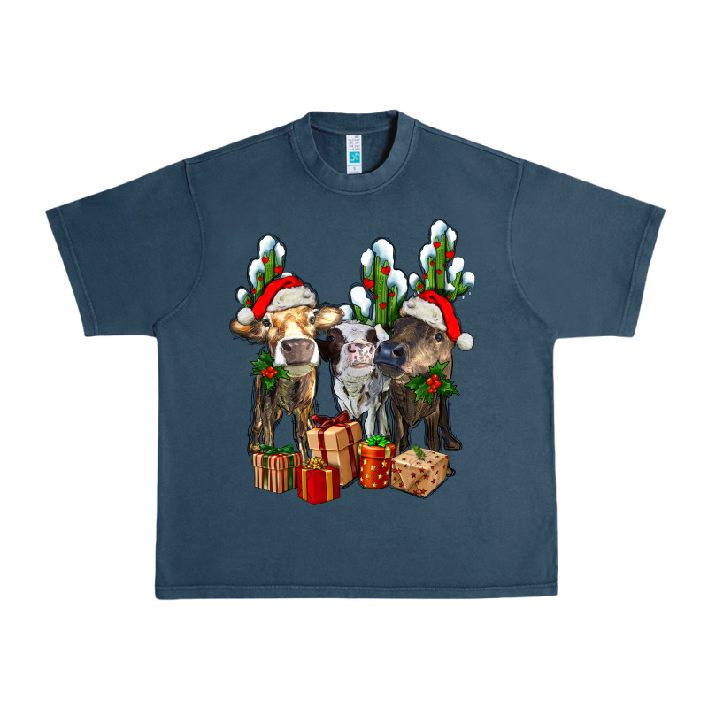 Western Christmas Cows And Cactuses Urban Heavy Tee by AdoDesignShop | Teevron