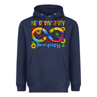 Navy neurodiversity awareness Heavyweight Hoodie - LillyAllenDesigns