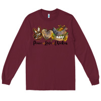 Burgundy Western Peace Love Chickens Long Sleeve Tee - LillyAllenDesigns