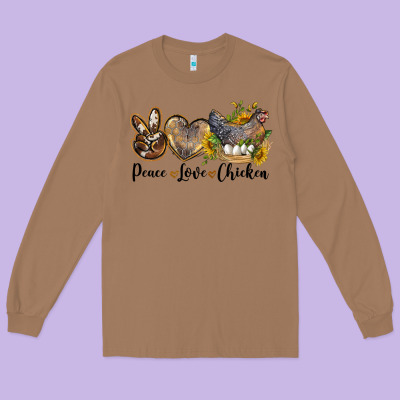 Western Peace Love Chickens Long Sleeve Tee Designed By Lillyallendesigns