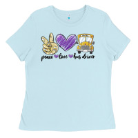 Baby Blue peace love bus driver Ladies Tee - MaliasSmallBusiness