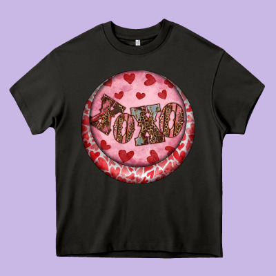 Heavy Core Tee Western valentine's day xoxo round earrings