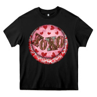 Black Western valentine's day xoxo round earrings Heavy Core Tee - RanaPortraitStore