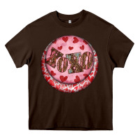 Chocolate Brown Western valentine's day xoxo round earrings Heavy Core Tee - RanaPortraitStore