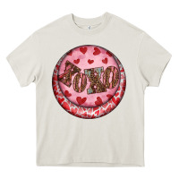 Cream Western valentine's day xoxo round earrings Heavy Core Tee - RanaPortraitStore