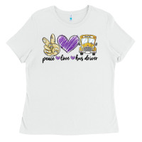 White peace love bus driver Ladies Tee - MaliasSmallBusiness