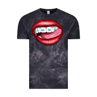 Cloud Black Lips Dental Braces Vintage Tee - Artiststas