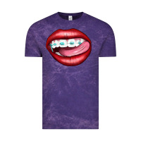 Cloud Purple Lips Dental Braces Vintage Tee - Artiststas