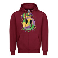 Burgundy smiley face mardi gras Zipper Hoodie - MaliasSmallBusiness