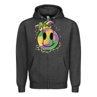 Charcoal Heather smiley face mardi gras Zipper Hoodie - MaliasSmallBusiness