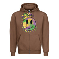 Chestnut smiley face mardi gras Zipper Hoodie - MaliasSmallBusiness