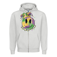 Dove Grey smiley face mardi gras Zipper Hoodie - MaliasSmallBusiness