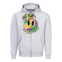 Heather Grey smiley face mardi gras Zipper Hoodie - MaliasSmallBusiness