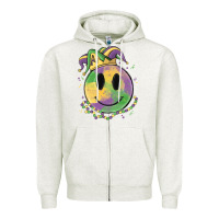 Oatmeal Heather smiley face mardi gras Zipper Hoodie - MaliasSmallBusiness