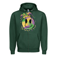 Sports Green smiley face mardi gras Zipper Hoodie - MaliasSmallBusiness