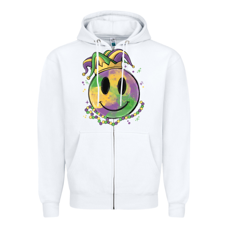 Smiley Face Mardi Gras Zipper Hoodie by MaliasSmallBusiness | Teevron
