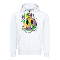 White smiley face mardi gras Zipper Hoodie - MaliasSmallBusiness