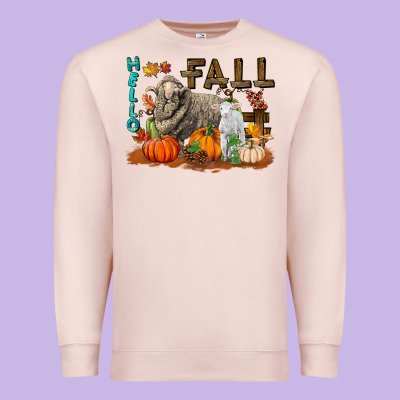 Hello Fall Merino Wool Sheep Premium Sweatshirt Designed By Lillyallendesigns