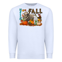 White Hello Fall Merino Wool Sheep Premium Sweatshirt - LillyAllenDesigns
