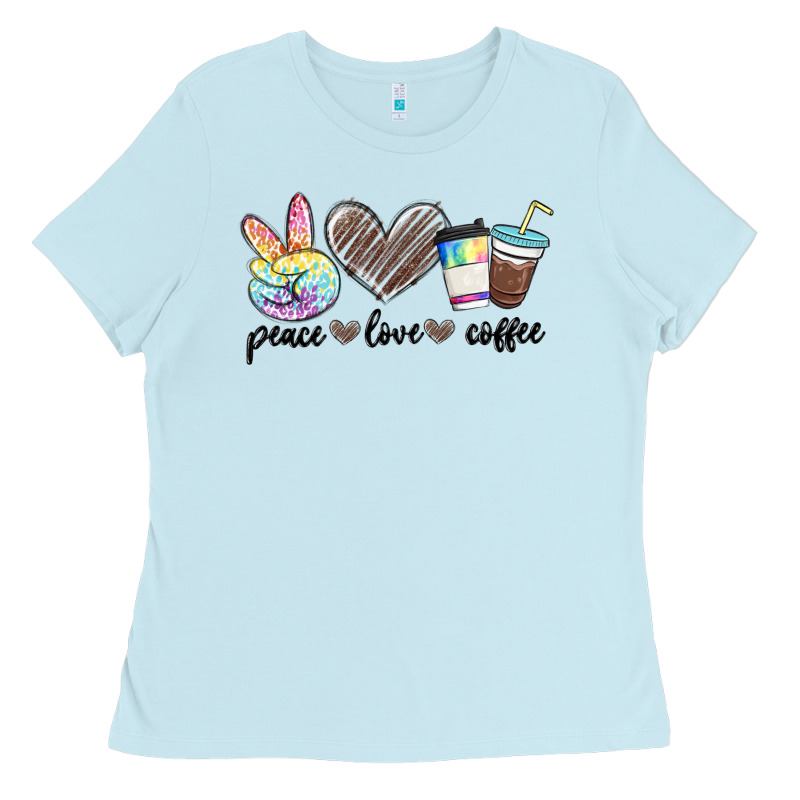 Peace Love Coffee Ladies Tee by MaliasSmallBusiness | Teevron