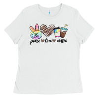 White peace love coffee Ladies Tee - MaliasSmallBusiness