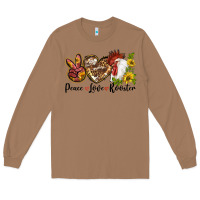 Toasted Coconut Peace Love Rooster With Sunflowers Long Sleeve Tee - LillyAllenDesigns