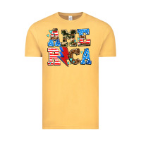 Vintage Mustard america with heart Vintage Tee - AdoDesignShop