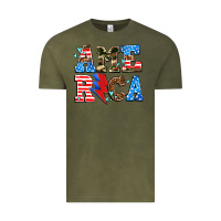 Vintage Olive america with heart Vintage Tee - AdoDesignShop