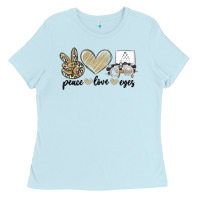 Baby Blue peace love eyes Ladies Tee - MaliasSmallBusiness