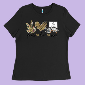 Peace Love Eyes Ladies Tee Designed By Maliassmallbusiness