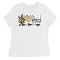 White peace love eyes Ladies Tee - MaliasSmallBusiness