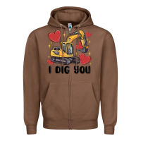 Chestnut i dig you valentines excavator Zipper Hoodie - MaliasSmallBusiness