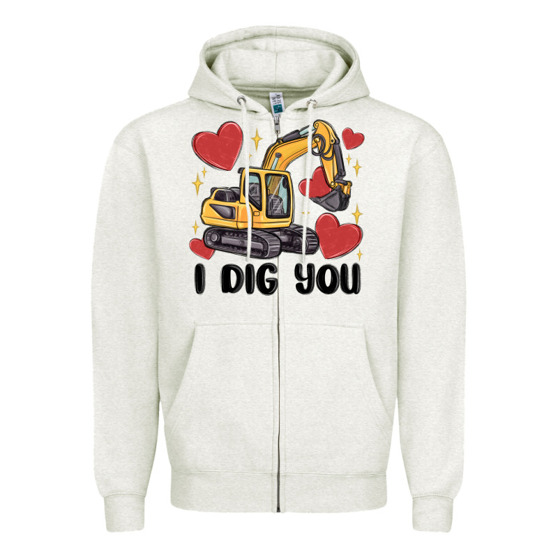 I Dig You Valentines Excavator Zipper Hoodie by MaliasSmallBusiness | Teevron