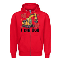Red i dig you valentines excavator Zipper Hoodie - MaliasSmallBusiness