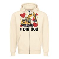 Sandshell i dig you valentines excavator Zipper Hoodie - MaliasSmallBusiness