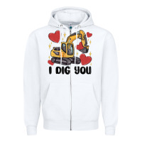 White i dig you valentines excavator Zipper Hoodie - MaliasSmallBusiness